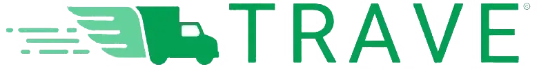 Gr&uuml;nes TRAVE-Logo mit stilisiertem LKW-Symbol