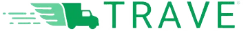 Grünes TRAVE-Logo mit stilisiertem LKW-Symbol