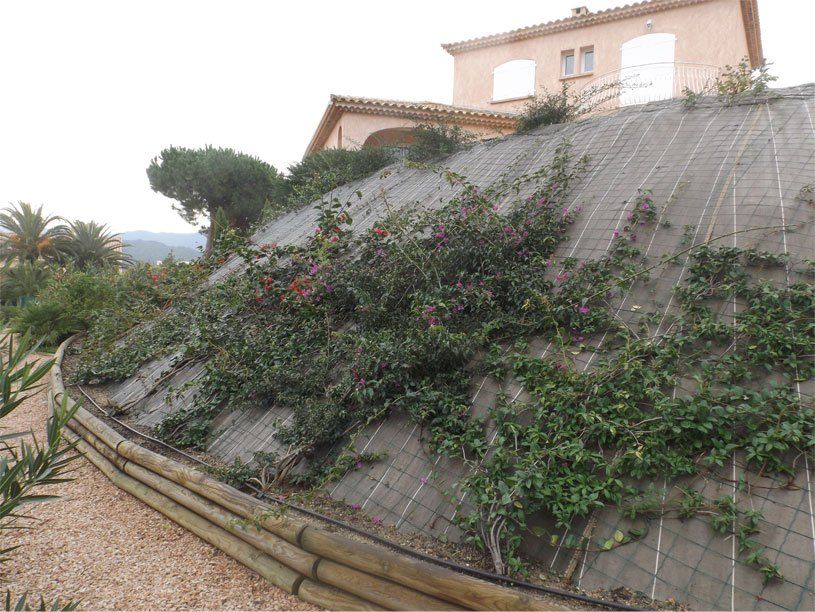 Pente avec soutènement de talus