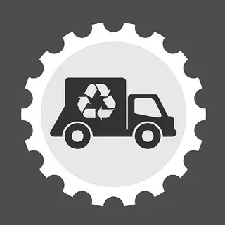 Un icono de un camión con un símbolo de reciclaje en la parte trasera.