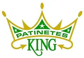 Un logo verde y dorado para patinetes king.
