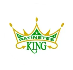 Un logo verde y dorado para patinetes king.