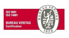 Un logotipo rojo y blanco para la certificación Bureau Veritas.