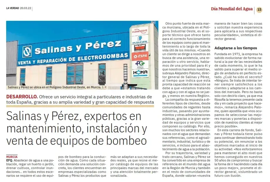 Un artículo periodístico en español sobre Salinas y Pérez.
