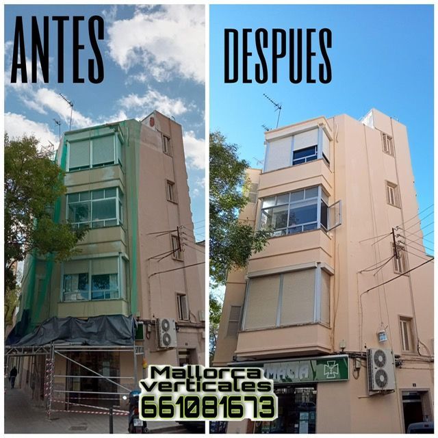 Una foto del antes y el después de un edificio con el número 661081673