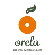 Logotipo de rodaja de naranja con hoja; texto: "Orela, saborea lo natural del campo".