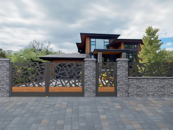 Portail en PVC gris souris