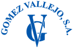 Logotipo de Gomez Vallejo SA sobre fondo azul