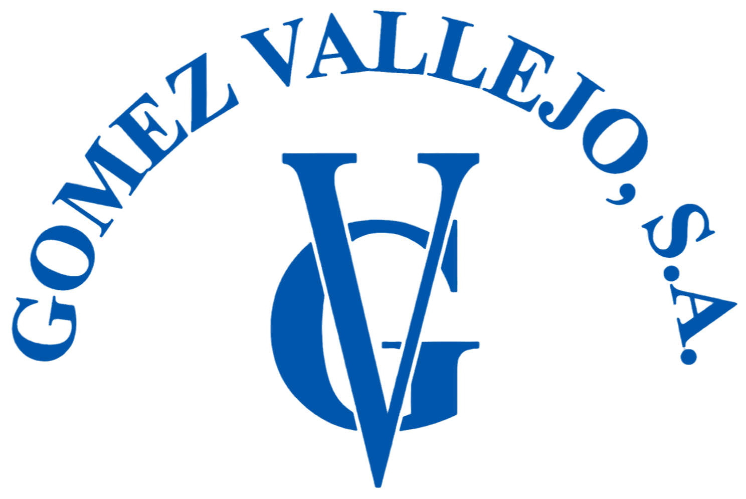 Logotipo de Gomez Vallejo SA sobre fondo azul