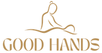 Logotipo dorado: persona recibiendo masaje; 
