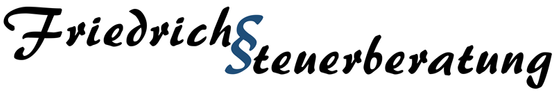 Ein Logo für Friedrich 's Steuerberatung wird auf weißem Hintergrund angezeigt