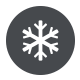 Un icono de copo de nieve en un círculo sobre un fondo blanco.