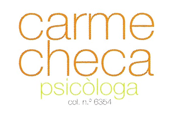 Logotipo de Carme Checa, psicóloga, con el nombre en naranja y 