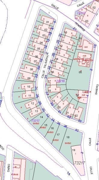 Un mapa de una zona residencial con muchas casas.