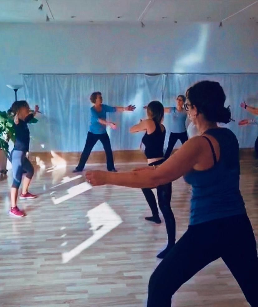 Un groupe de femmes pratiquent les arts martiaux dans une salle de sport
