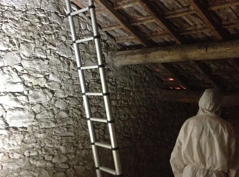 Ouvrier à côté d'une échelle 