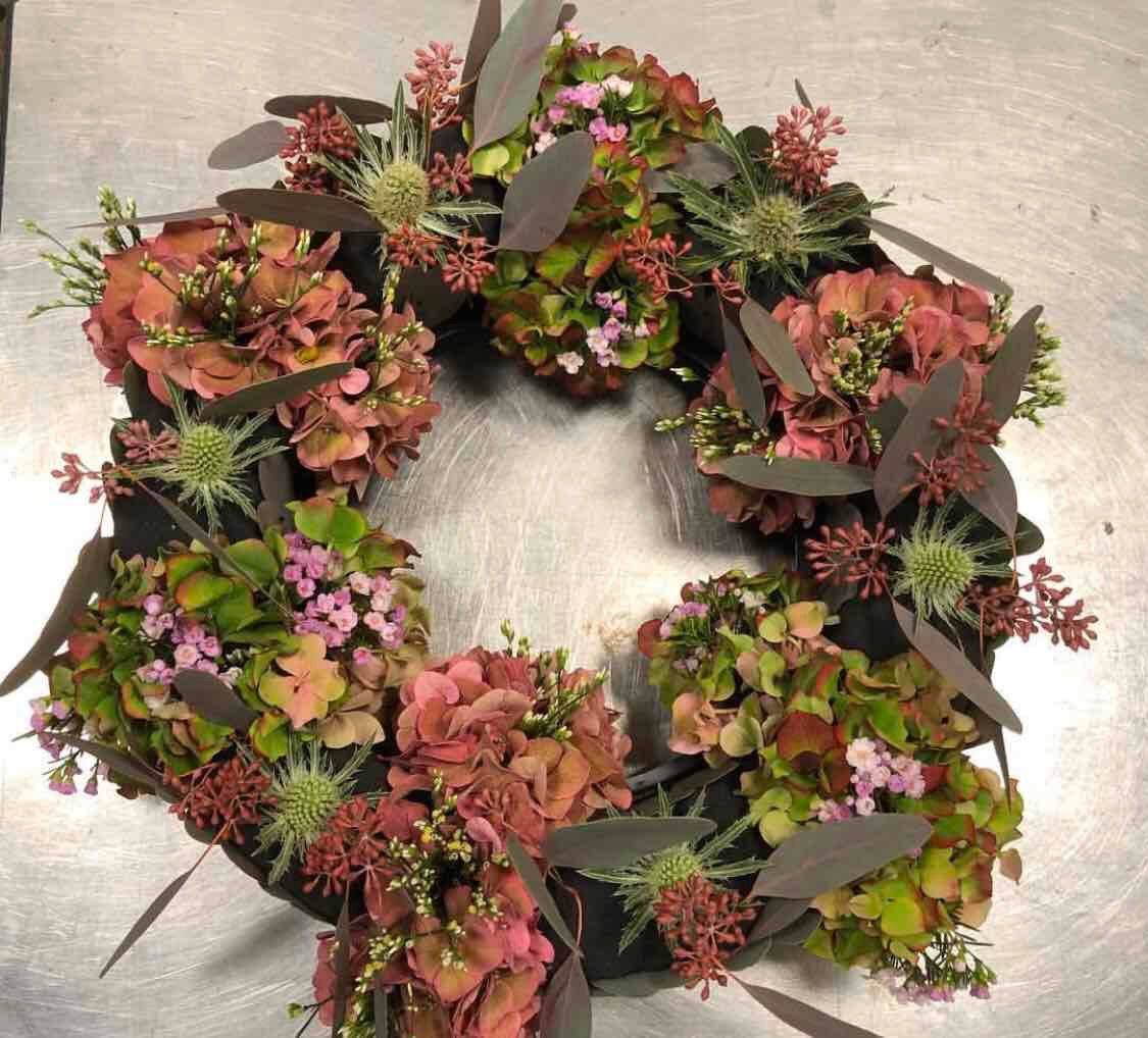 Couronne de fleurs style automne