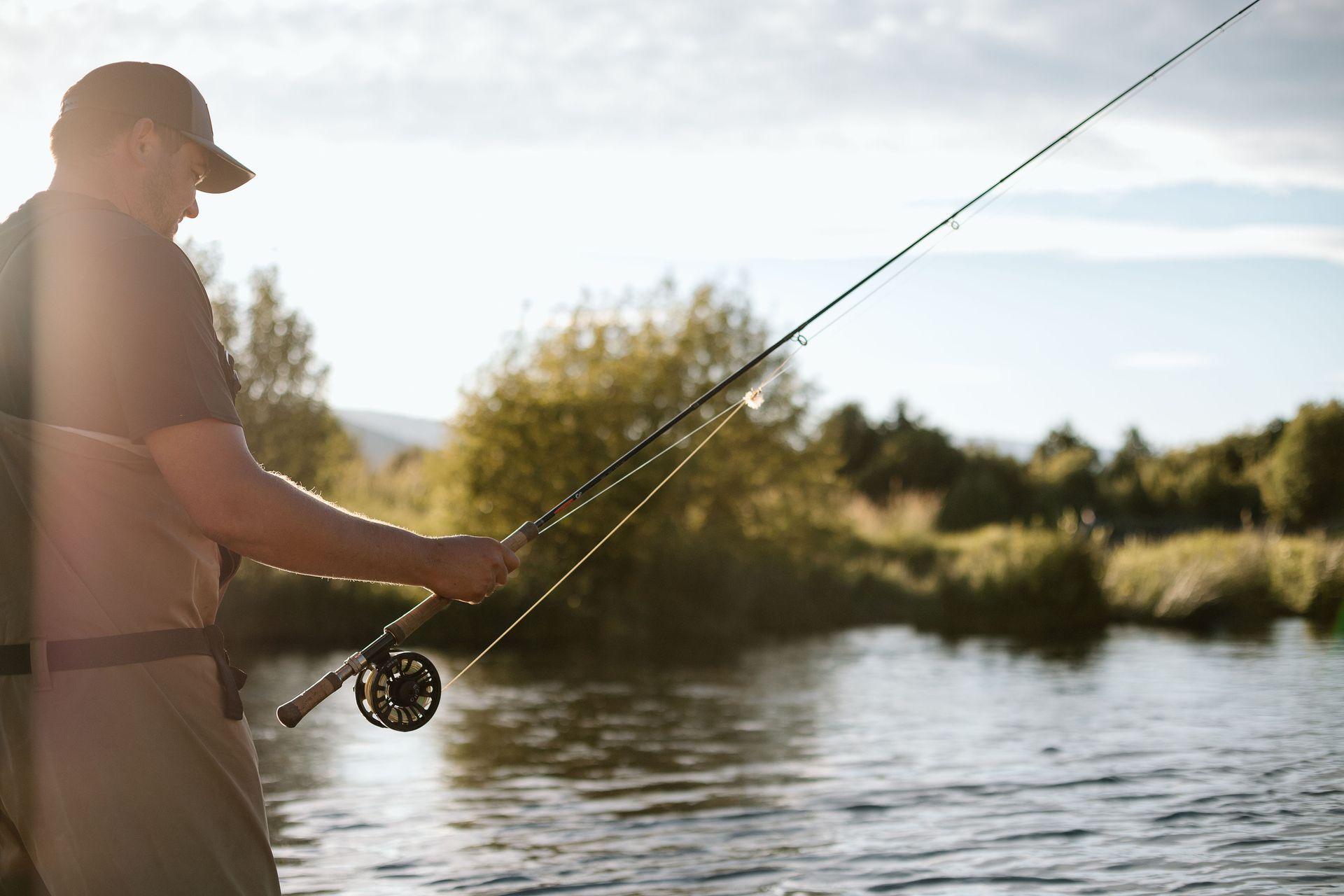 angler fly fishing along the Deschutes some of the best fly fishing near Eagle Crest