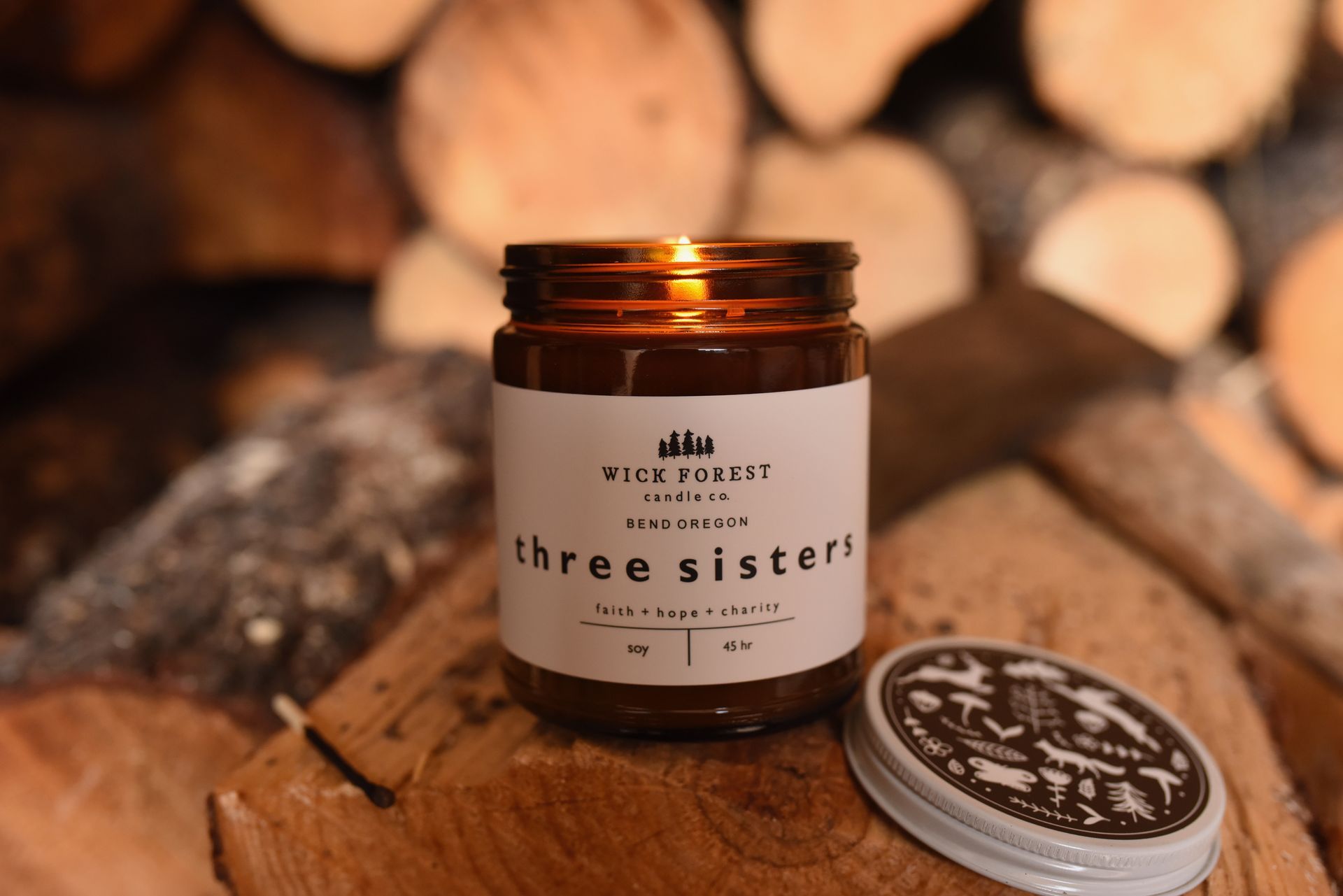 Locally made candle to represent downtown Bend shopping