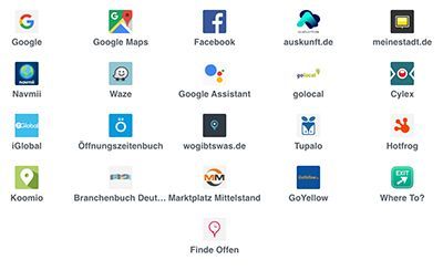 Eine Reihe von Logos für Online-Portale auf einem weißen Hintergrund