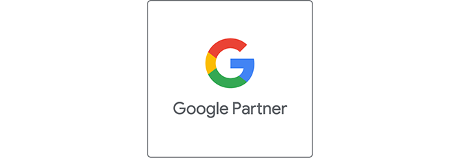 Ein Google-Partnerlogo auf weißem Hintergrund.