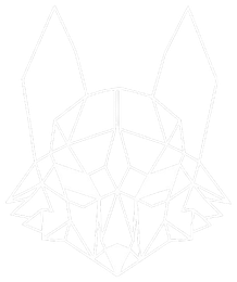 Silueta geométrica de una cabeza de zorro, construida a partir de triángulos y líneas interconectadas.