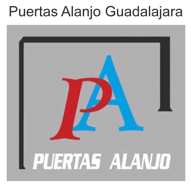 El logotipo para puertas Alanjo Guadalajara con una letra pa roja y azul