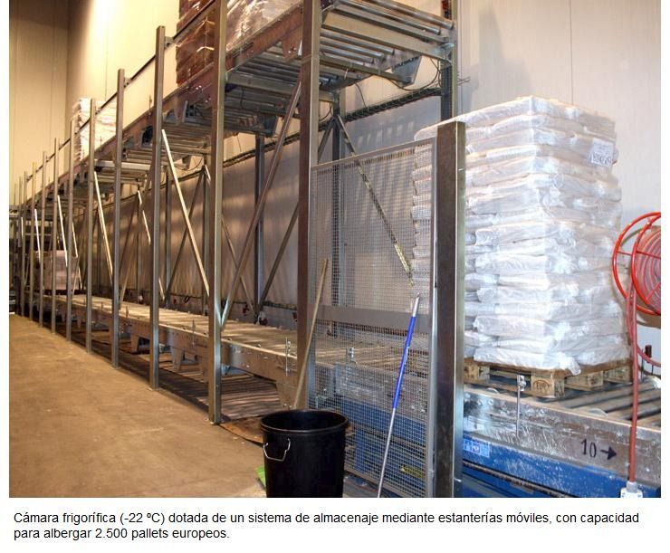 Un almacén lleno de montones de paletas y estantes.