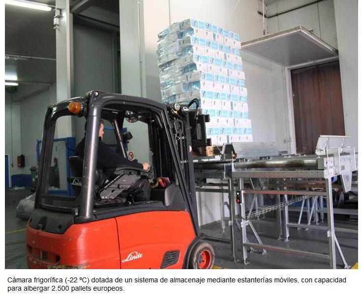 Un hombre conduce una carretilla elevadora con una pila de cajas encima.