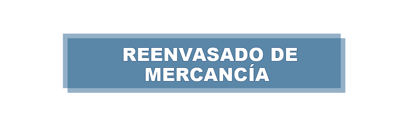 Un botón azul que dice reenvasado de mercancia.
