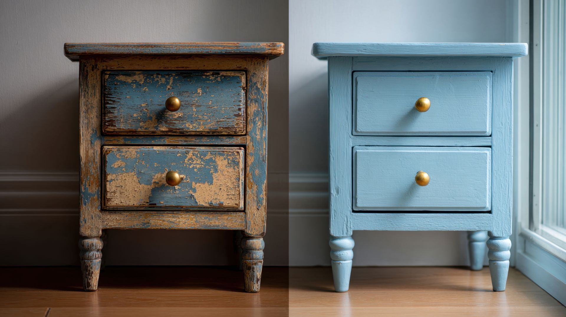 Un meuble avant et après restauration