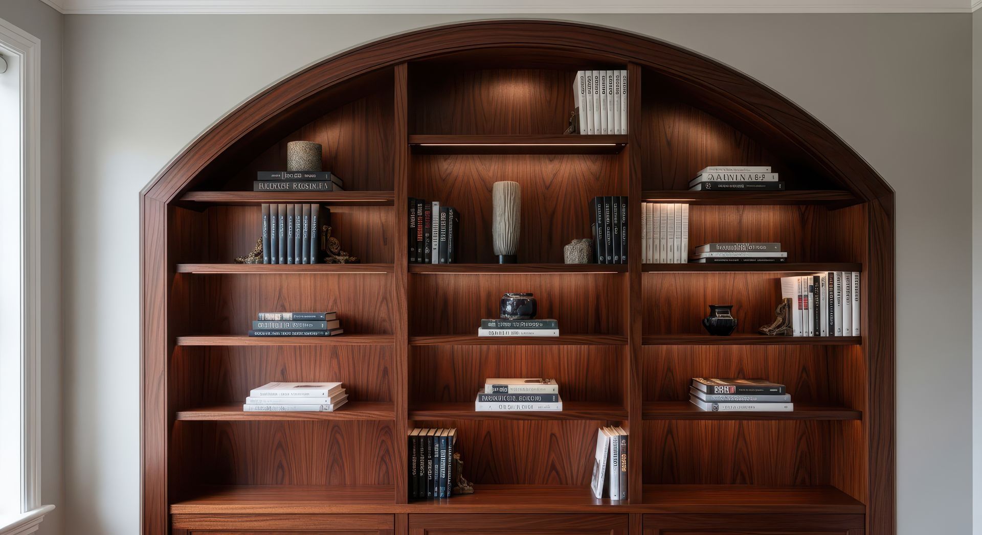 Une bibliothéque en bois brut