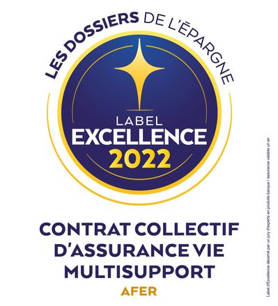 La cocarde du label d'excellence 2022 pour le contrat d'assurance-vie AFER