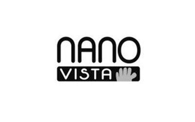 Logo von „nano VISTA“ mit einem Handsymbol neben dem Wort „VISTA“. Schwarze Buchstaben auf weißem Hintergrund.