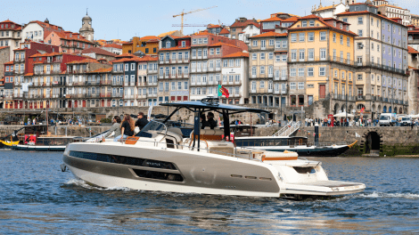 Yacht cruising on the Douro River in Porto