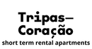Logo for "Tripas-Coração" apartments; black text on white background. "Short term rental apartments" is below.