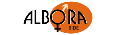 Un logotipo para Albora Bide con un símbolo masculino y femenino.