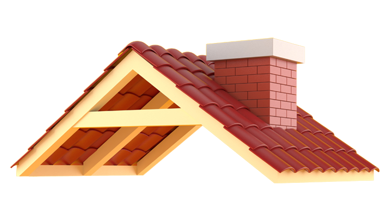 Illustration 3D d'un toit en tuiles