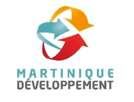 Logo de Martinique Développement avec trois flèches en boucle de couleur orange, bleu et rouge.