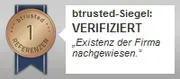 Zertifizierung btrusted-Siegel „Existenz der Firma nachgewiesen”