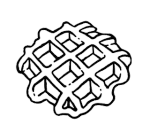 Un dibujo en blanco y negro de un gofre sobre un fondo blanco.