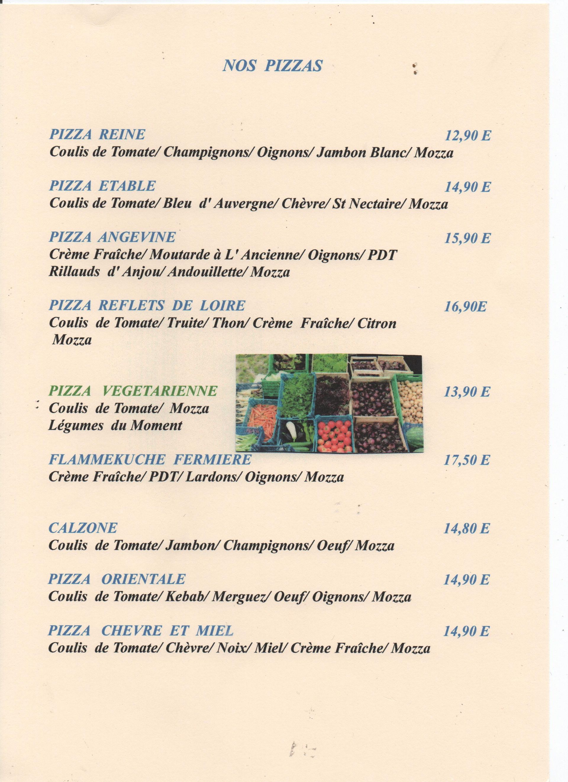 Carte des pizzas - page Nouvelle carte