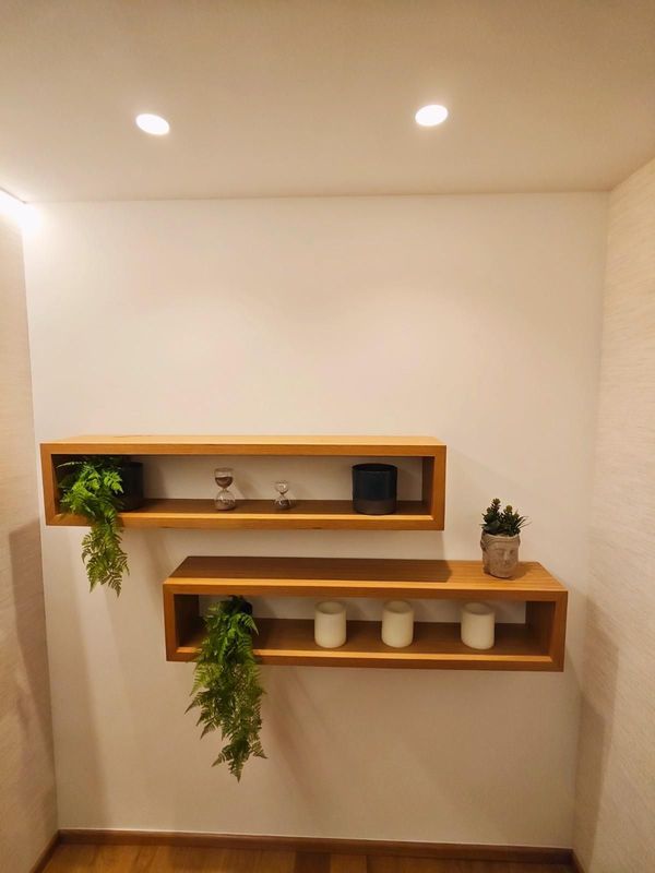 Estanterías minimalistas con plantas en macetas
