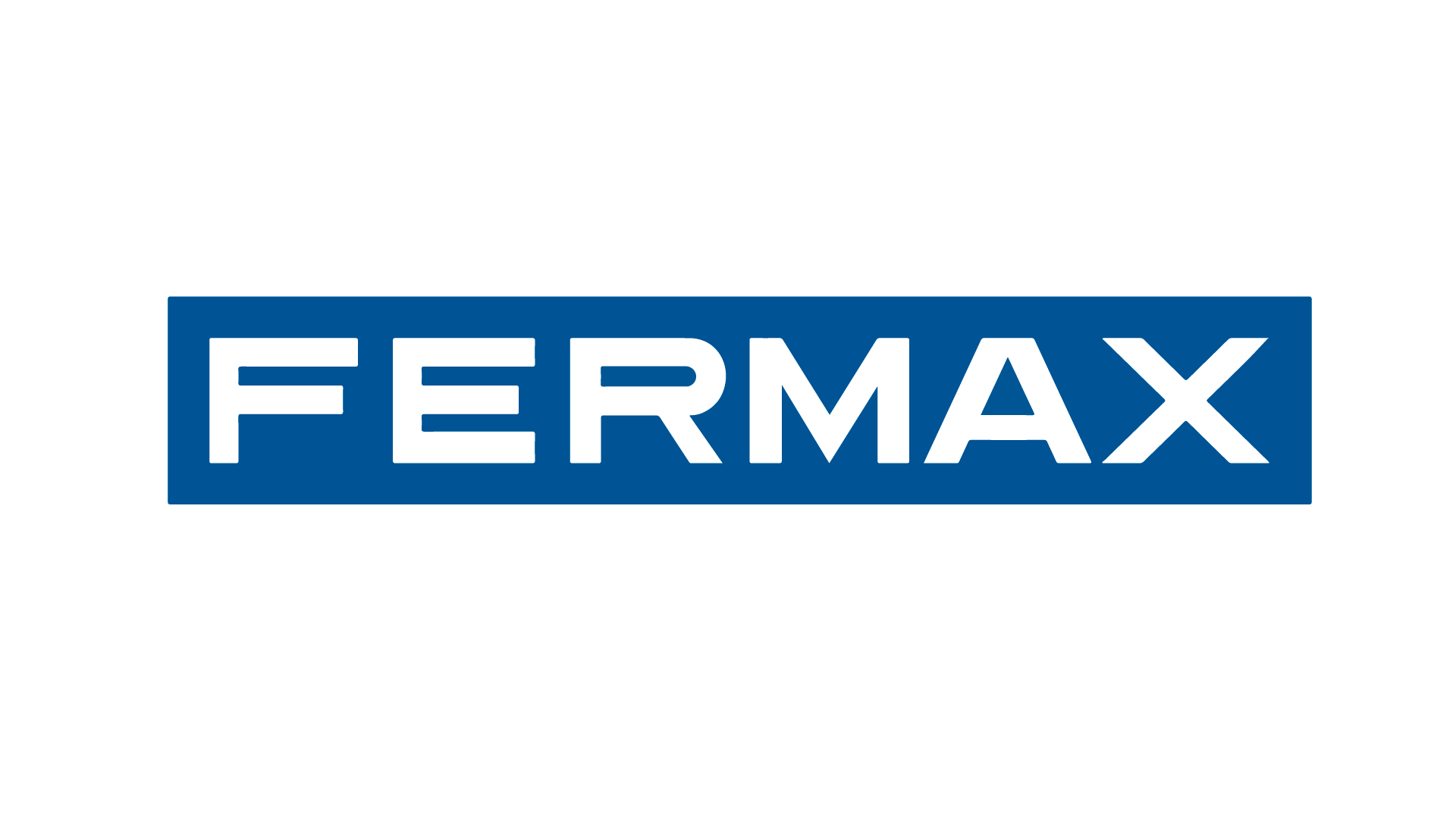 Un logotipo azul y blanco de Fermax sobre un fondo blanco.
