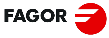 El logotipo de Fagor es negro y rojo con un círculo rojo en el medio.