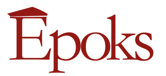 Logotipo rojo con la palabra "Epoks" debajo del techo de un edificio estilizado.