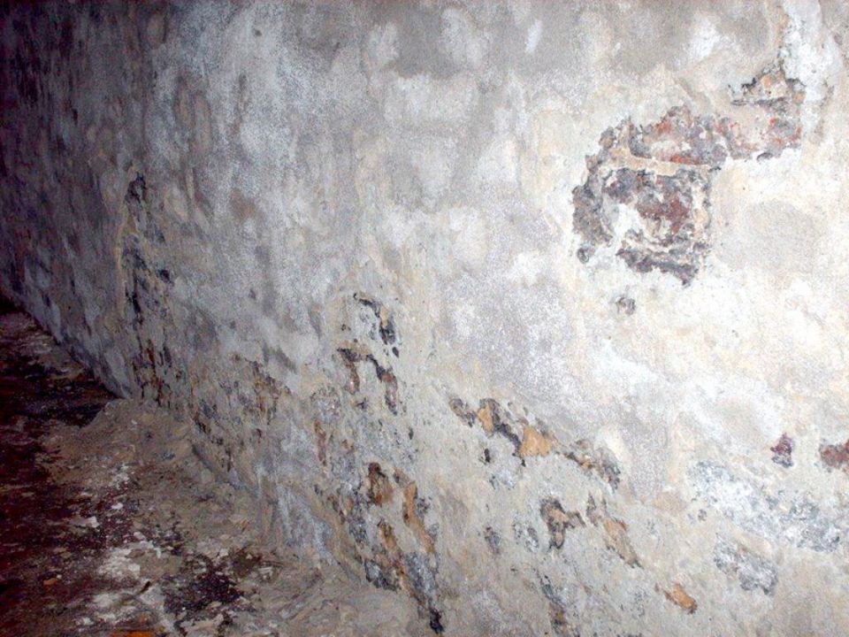 Feuchtigkeitsschaden an heller Wand