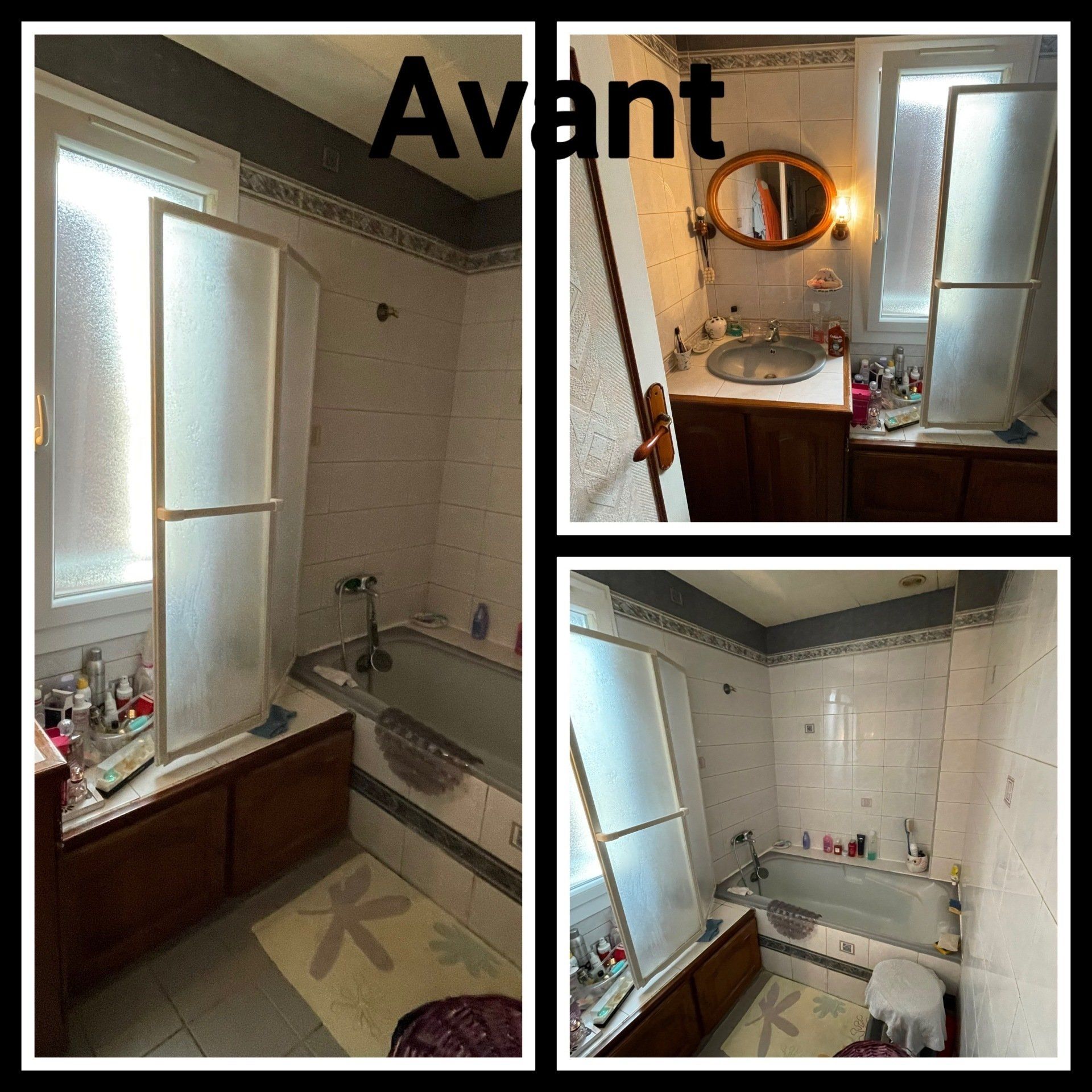 Salle de bain rénové avant meuble bois