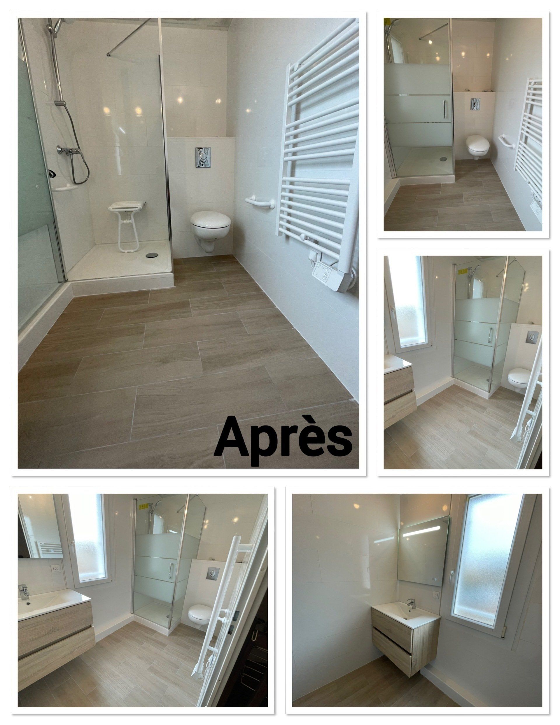 Salle de bain rénové après meuble bois
