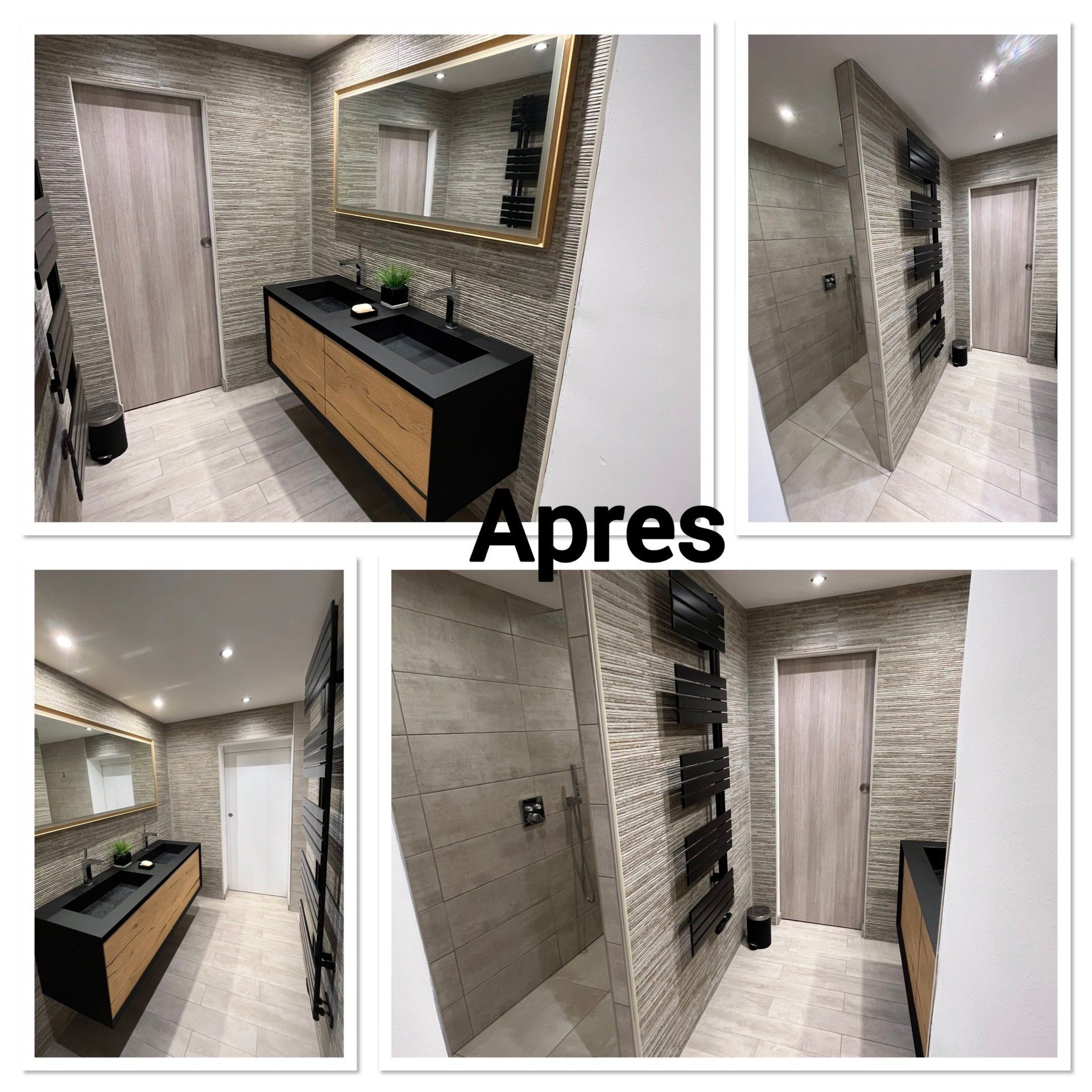 Salle de bain après rénové meuble noir